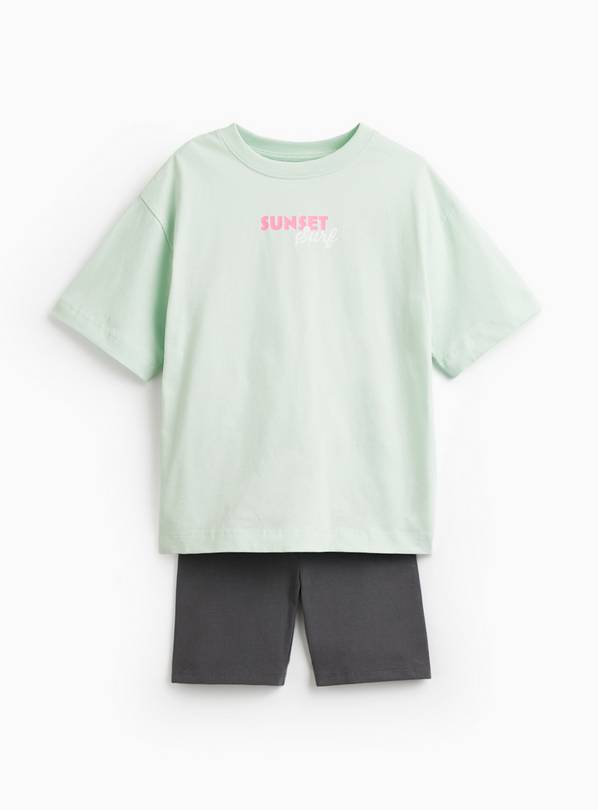 Green & Grey Jersey T-Shirt & Shorts Set 12 years